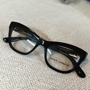 Dolce & Gabbana black and red polka dot rectangular prescription frames